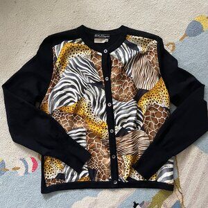 SALVATORE FERRAGAMO Silk wool Cardigan - vintage Medium